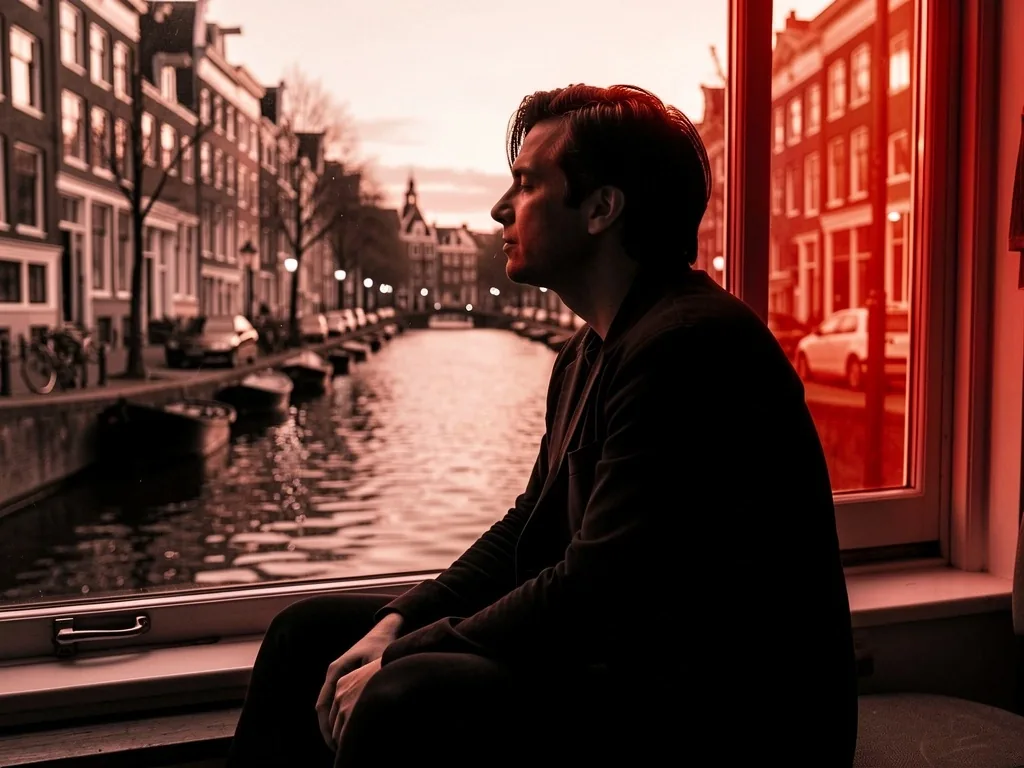 Ontspanningsoefeningen bij een Amsterdamse gracht