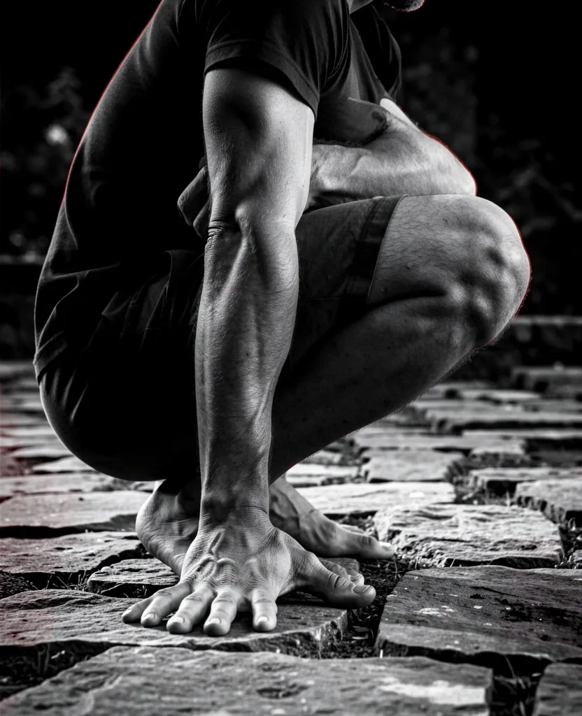 Diepe squat op natuurlijke ondergrond